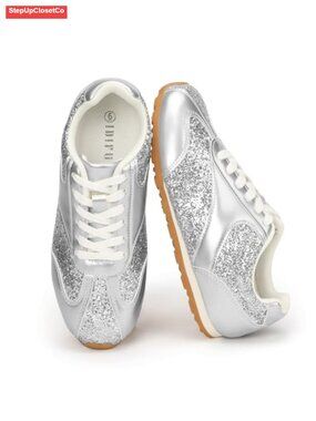 Faux Leather Fashion Sneakers Lace-Up Comfort Tennis Shoes